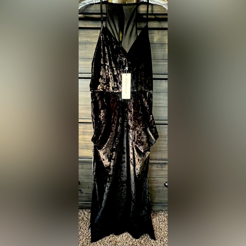 BCBG Black Velvet Evening Dress